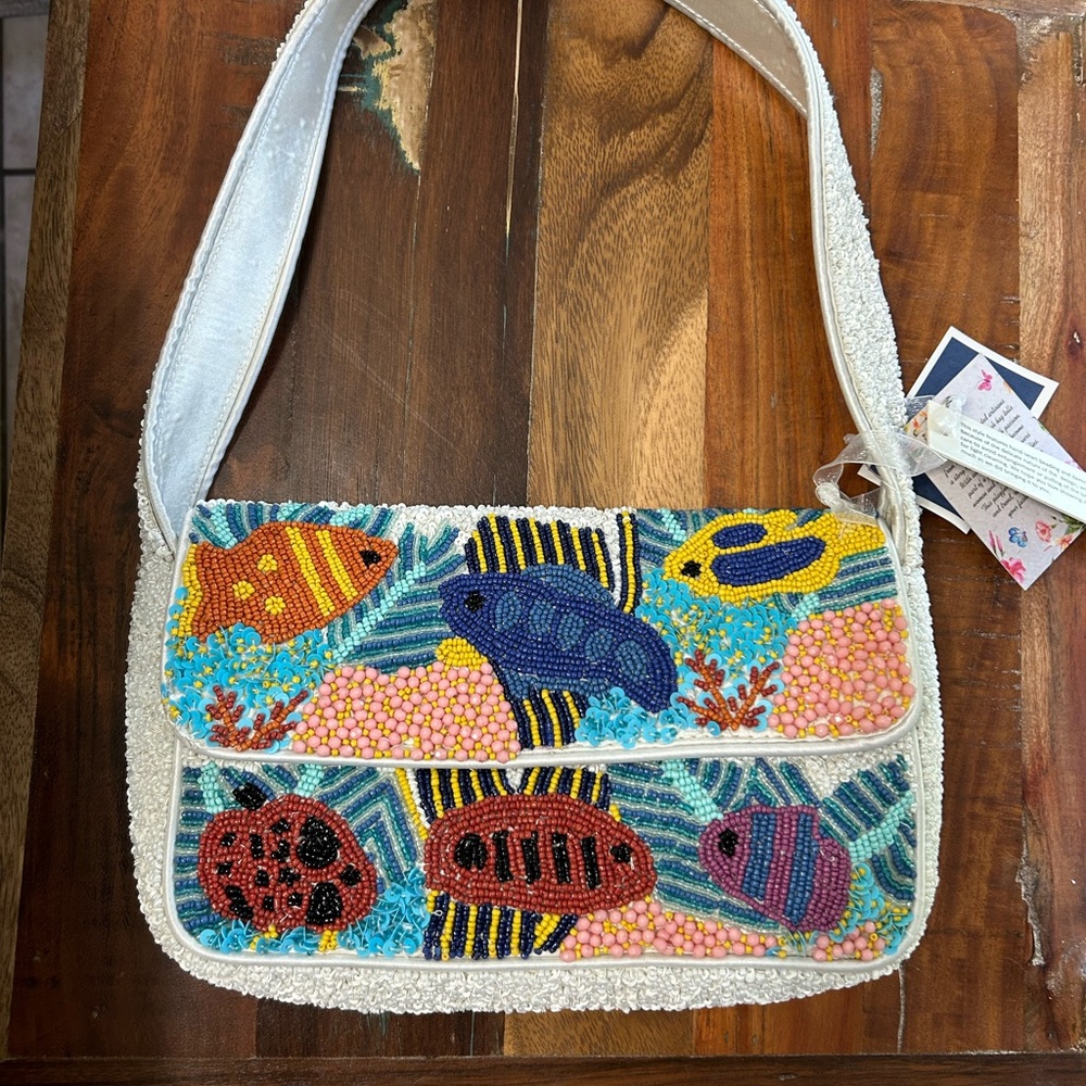 Viral beaded fish handbag